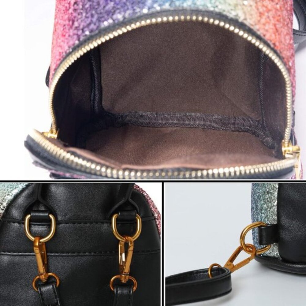 New Bling Mini Backpack Convertible Shoulder Cross Bags Purse - Variant # 1 - Picture 6 of 7